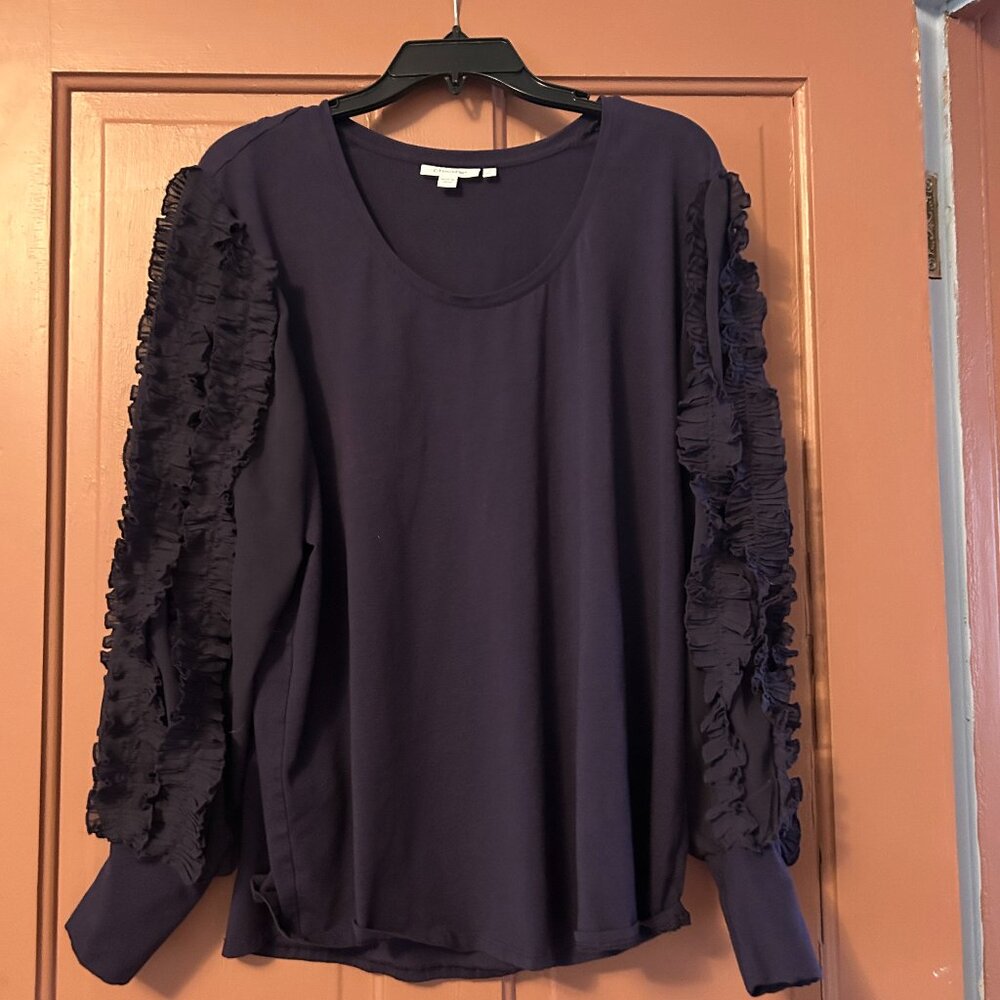 Chico's Purple Long Sleeved top with Ruffle Embellishment on Sleeves Size 4